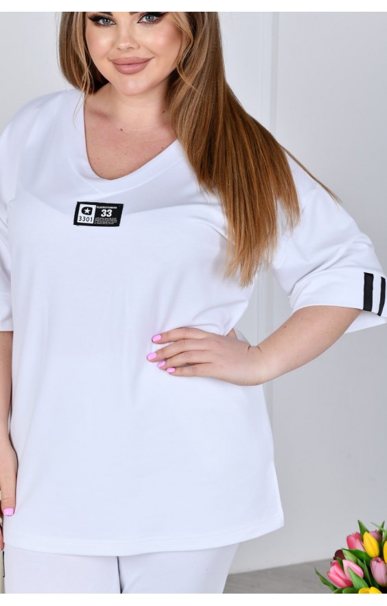 Батальний спортивний костюм з капрі FD-FIL-3637 білий