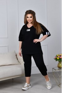 Спортивний костюм Size+ з капрі FD-FIL-3637 чорний