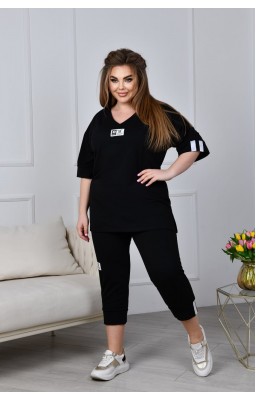 Спортивний костюм Size+ з капрі FD-FIL-3637 чорний