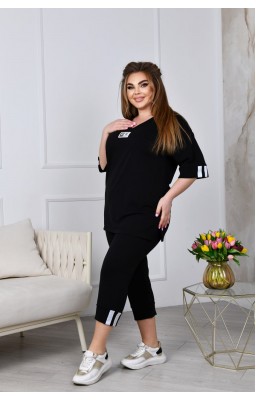 Спортивний костюм Size+ з капрі FD-FIL-3637 чорний