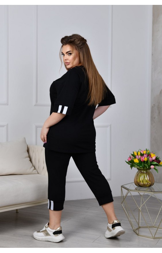 Спортивний костюм Size+ з капрі FD-FIL-3637 чорний