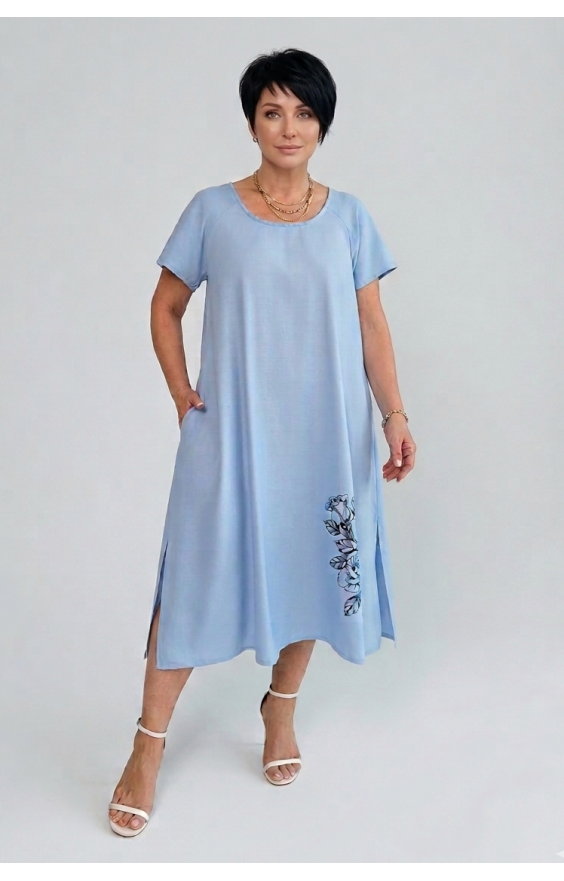 Сукня льон (рр 50-60) великого розміру Троянда