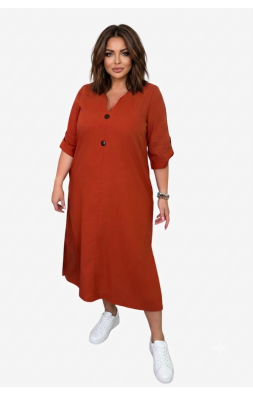Сукня льон (48-62) IRINA  Size Plus  оливка