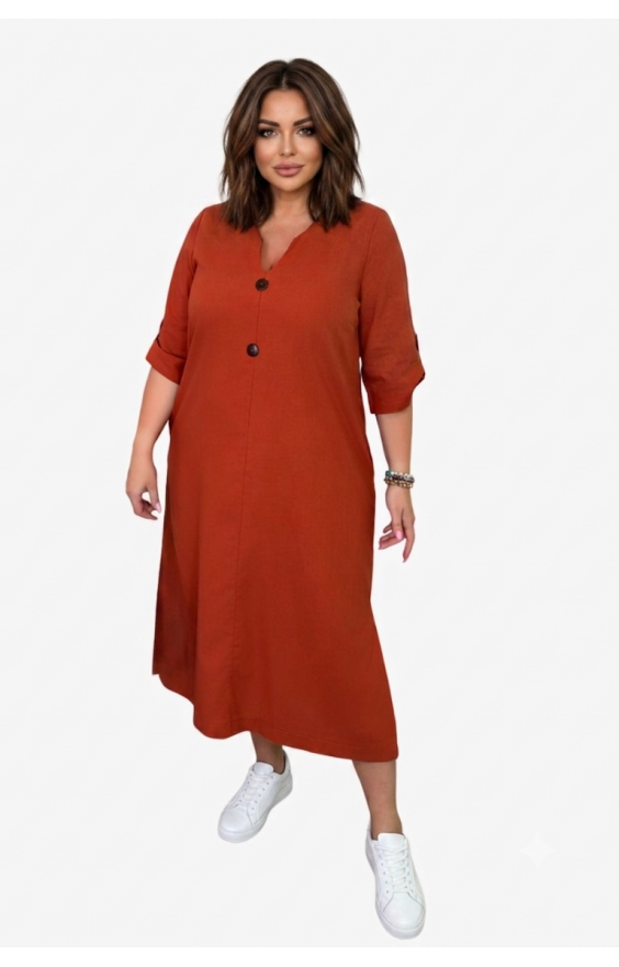 Сукня льон (48-62) IRINA Size Plus терракот Сукня льон (48-62) IRINA Size Plus терракот