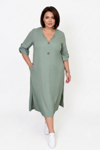 Сукня льон (48-62) IRINA  Size Plus  оливка