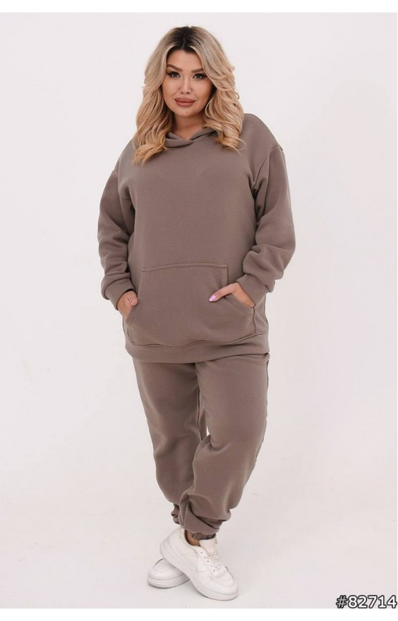 Теплий  костюм (54-56 мокко) KRA-127 на флісі