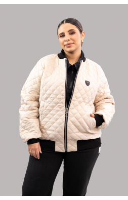 Бомбер куртка Size+ (р48-62) бежево-молочний
