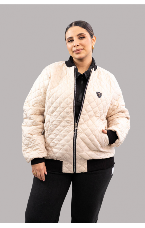Бомбер куртка Size+ (р48-62) бежево-молочний