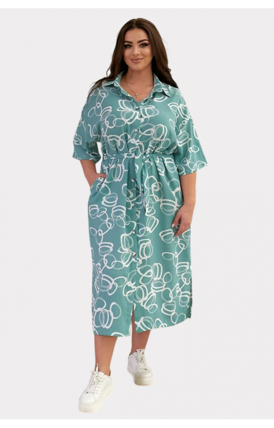 Сукня-сорочка міді з поясом (р42-60)