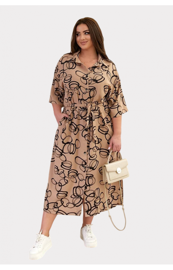 Сукня-сорочка міді з поясом (р42-60)