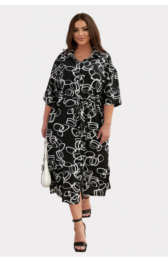 Сукня-сорочка міді з поясом (р42-60)